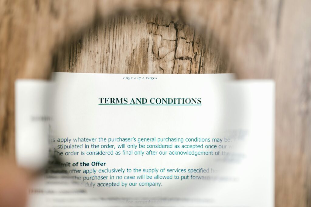 Terms and conditions document