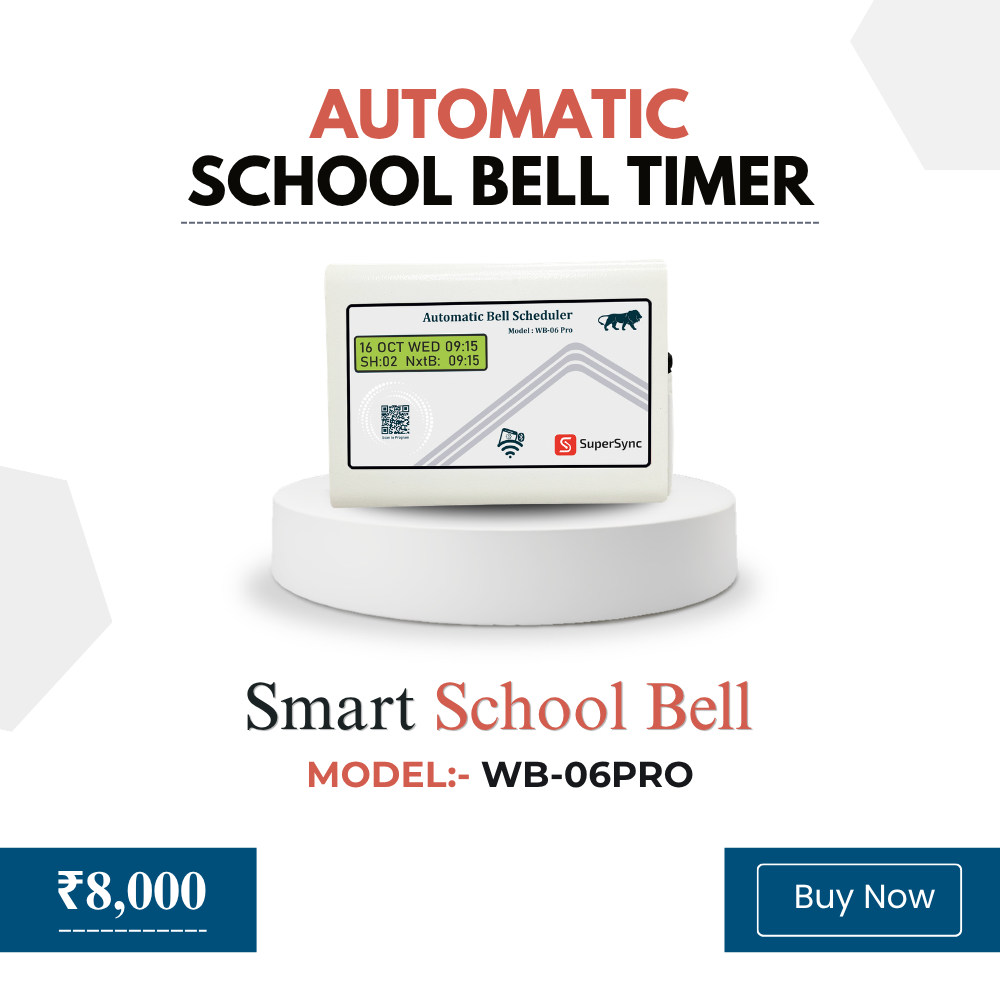 Buy the best automatic school bell system for schools. Smart digital school bell timer with automatic period bell and programmable timer features.