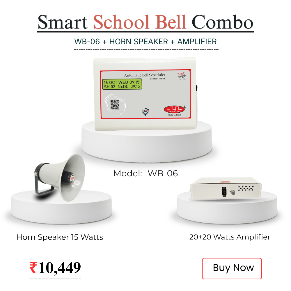 SuperSync provides advanced school bell timer and automatic school bell system solutions for schools, colleges, and institutes.