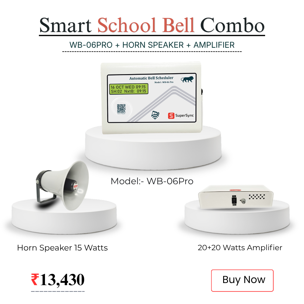 Upgrade your school with a smart school bell system and automatic bell ringing system for accurate period management.